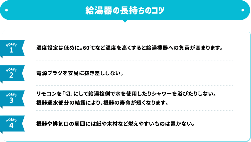 給湯器の長持ちのコツ